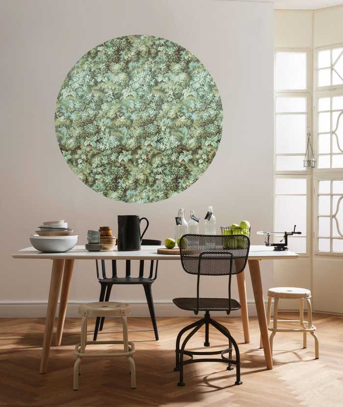 Non-woven adhesive round mural Greenery