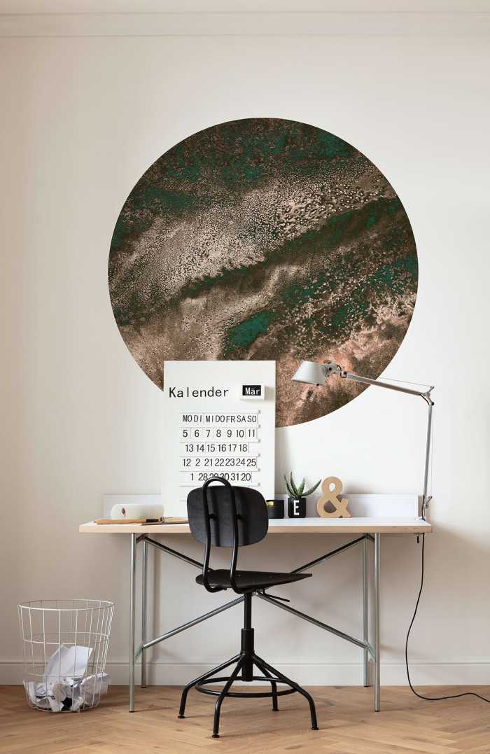 Non-woven adhesive round mural Cuivre
