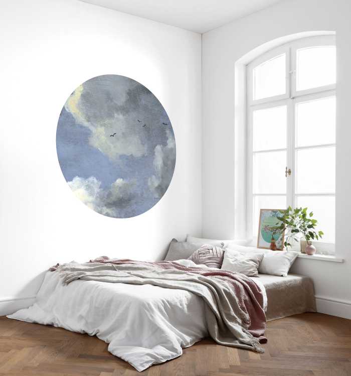 Non-woven adhesive round mural Simply Sky