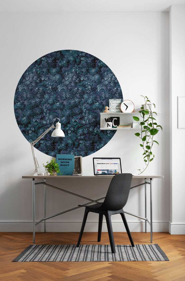 Non-woven adhesive round mural Azul