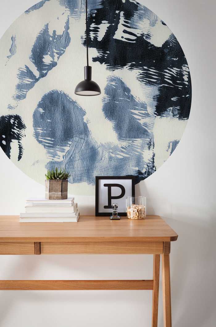 Non-woven adhesive round mural Arty Blue