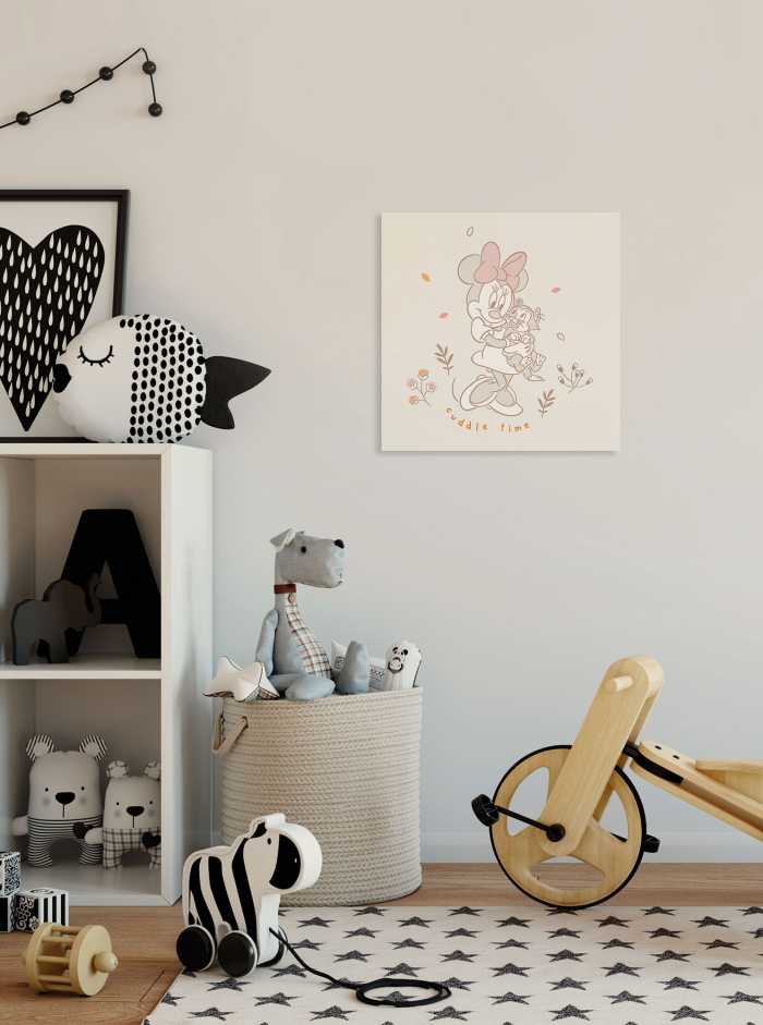 Vlies Bild auf Keilrahmen/ Echtholzrahmen Disney Minnie Mouse Cuddle Time