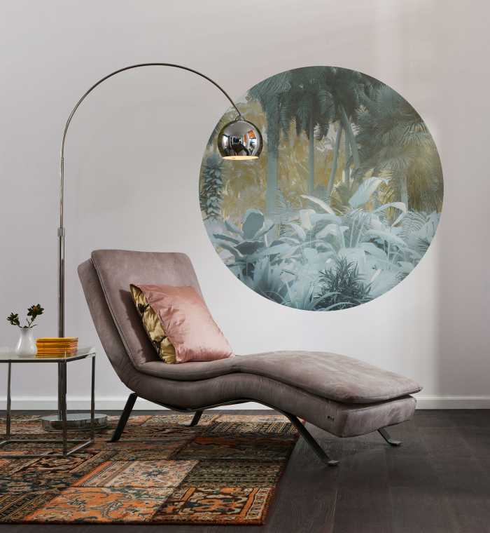 Non-woven adhesive round mural Exotic Jungle