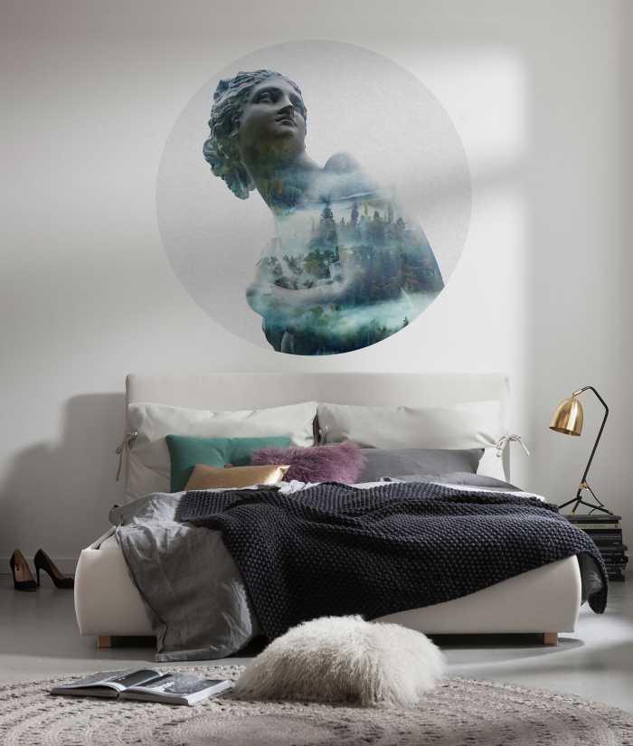 Non-woven adhesive round mural Gaia