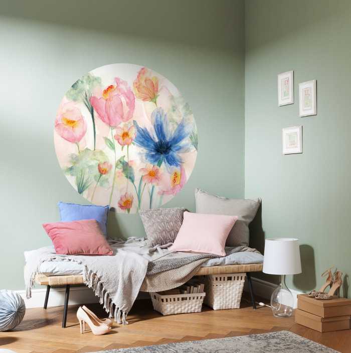 Non-woven adhesive round mural May