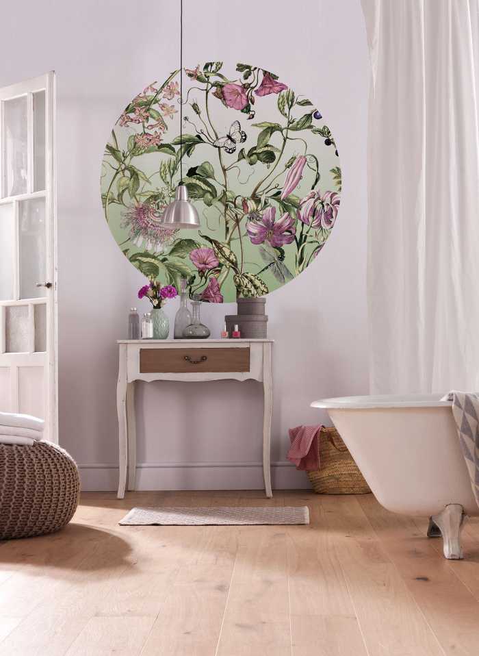 Non-woven adhesive round mural Louloudi