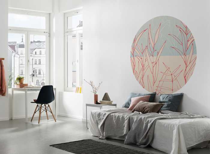 Non-woven adhesive round mural Grassland