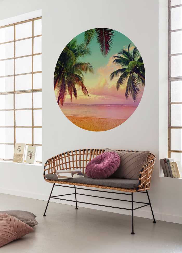 Non-woven adhesive round mural Getaway