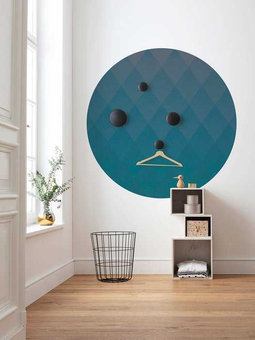 Non-woven adhesive round mural Lucy with Diamonds
