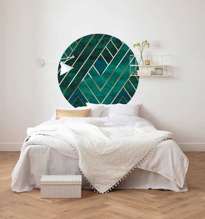 Non-woven adhesive round mural Jade