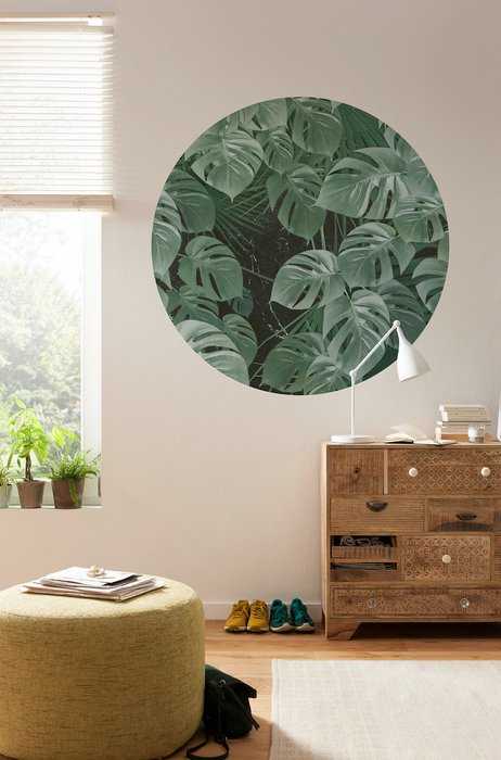 Non-woven adhesive round mural Novel Monstera