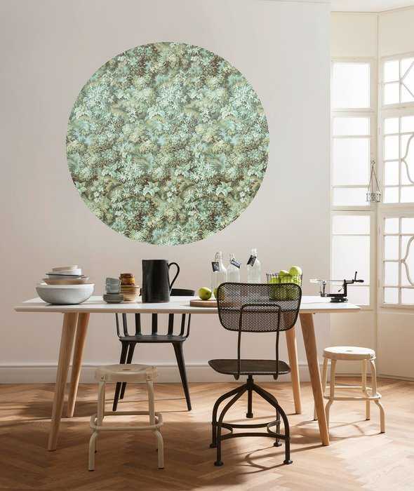 Non-woven adhesive round mural Greenery