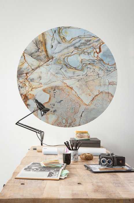 Non-woven adhesive round mural Marble Sphere
