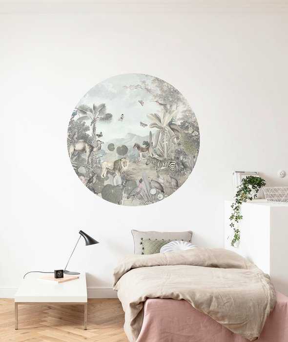 Non-woven adhesive round mural Utopia