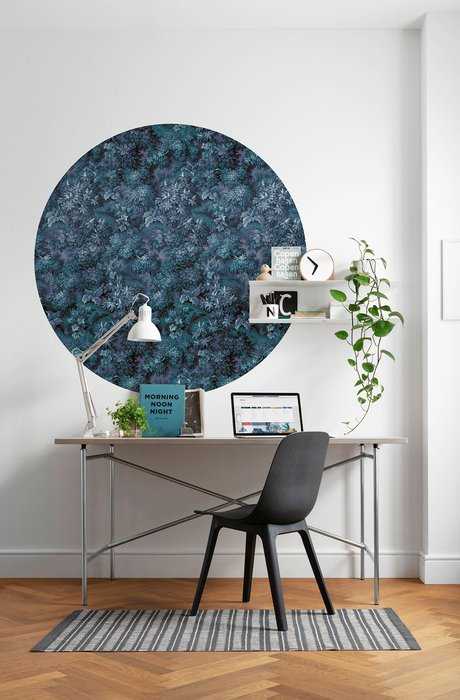Non-woven adhesive round mural Azul