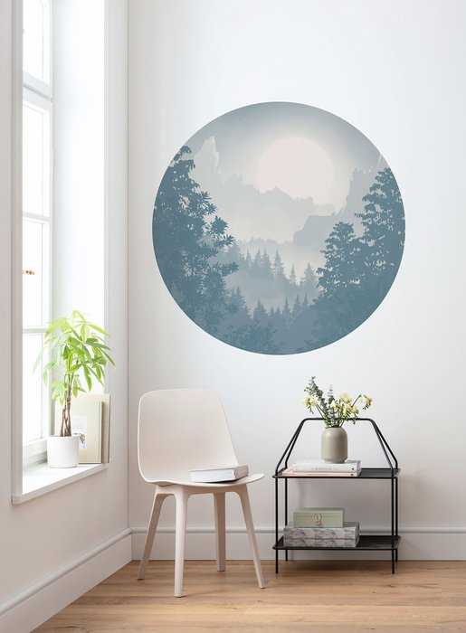 Non-woven adhesive round mural Blue Valley