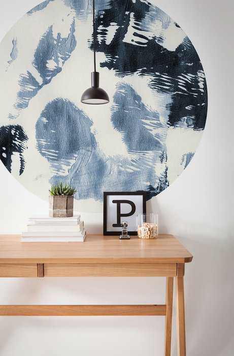 Non-woven adhesive round mural Arty Blue