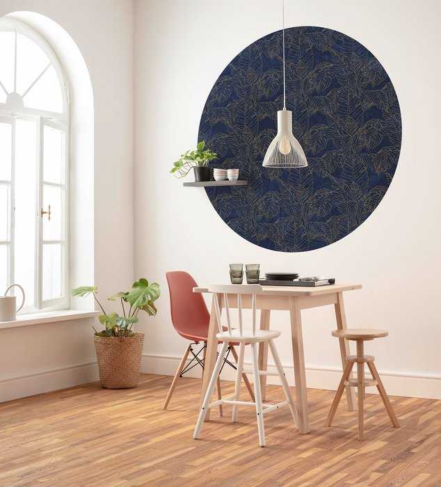 Non-woven adhesive round mural Royal Blue