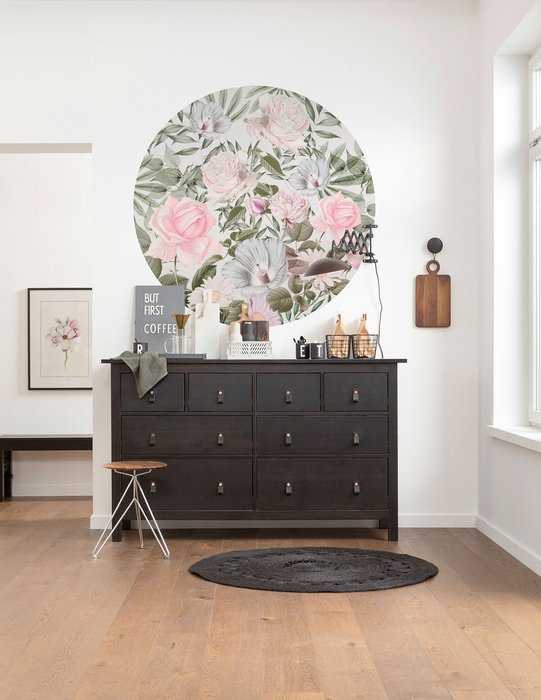Non-woven adhesive round mural Daphne