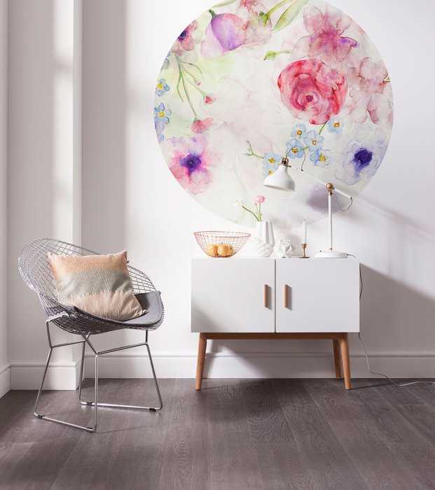 Non-woven adhesive round mural Floret