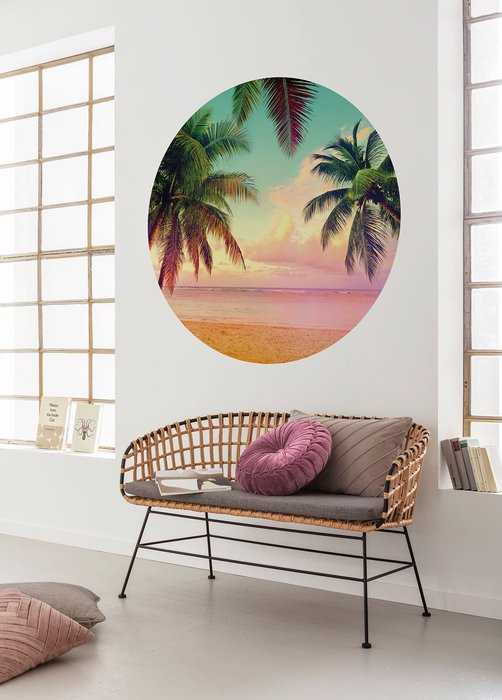 Non-woven adhesive round mural Getaway