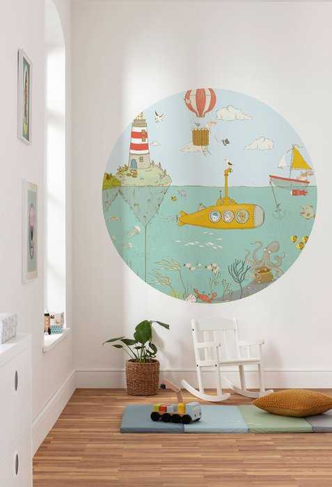 Non-woven adhesive round mural Underwater