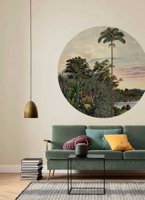 Non-woven adhesive round mural Vintage Landscape