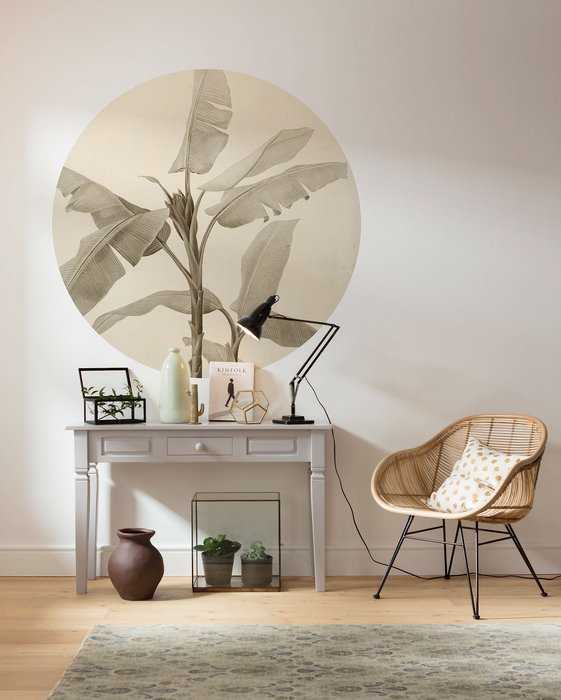 Non-woven adhesive round mural Banana Plant