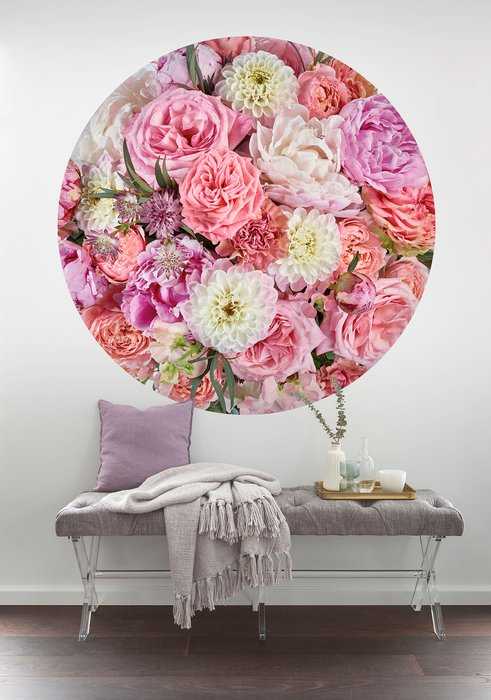 Non-woven adhesive round mural Beautiful Blossoms