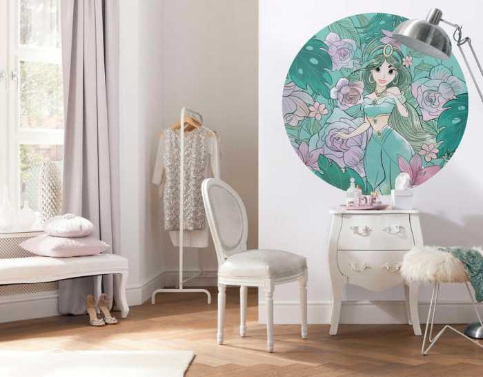 Non-woven adhesive round mural Jasmin Elegant Mint