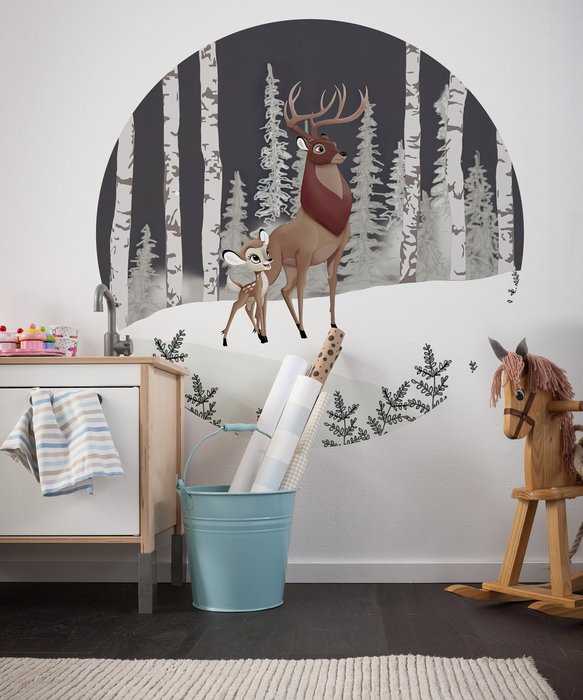 Non-woven adhesive round mural Bambi Great Prince