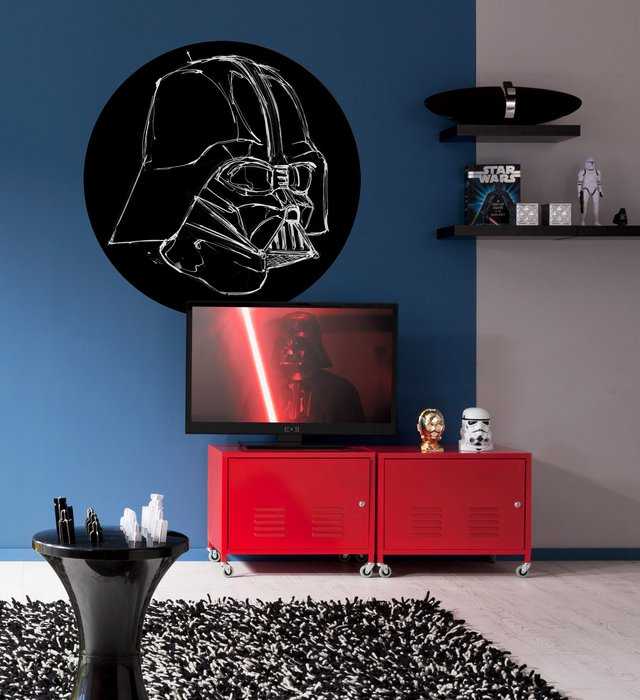 Non-woven adhesive round mural Star Wars Ink Vader
