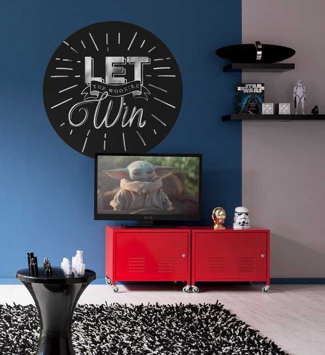 Non-woven adhesive round mural Star Wars Wookie Win