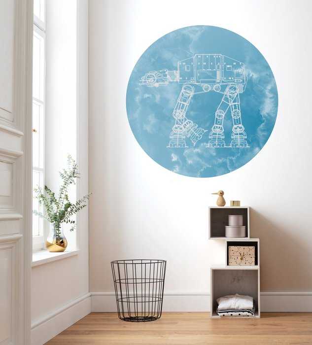 Non-woven adhesive round mural Star Wars AT-AT