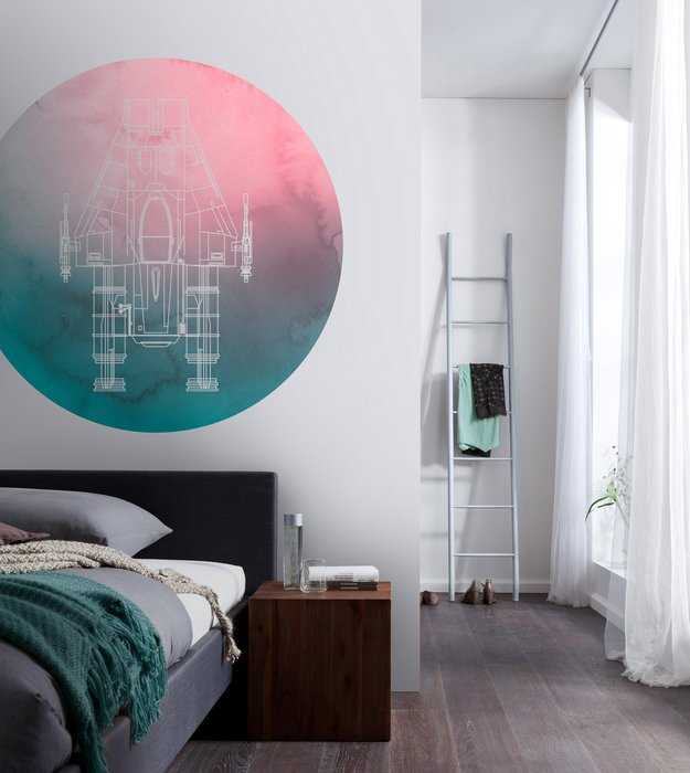 Non-woven adhesive round mural Star Wars A-Wing
