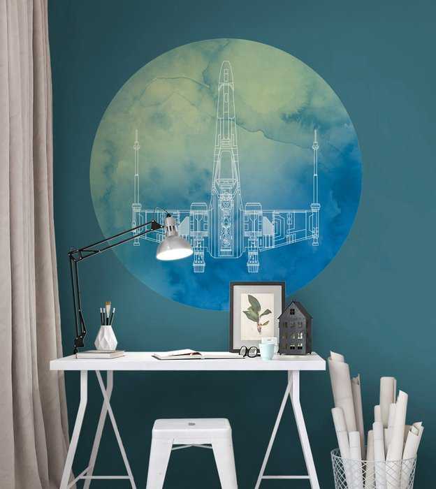 Non-woven adhesive round mural Star Wars X-Wing