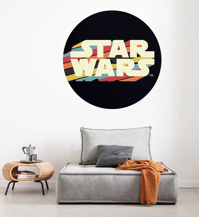 Non-woven adhesive round mural Star Wars Typeface