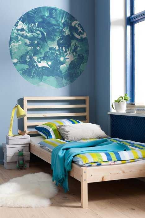 Non-woven adhesive round mural Avengers Blue Power