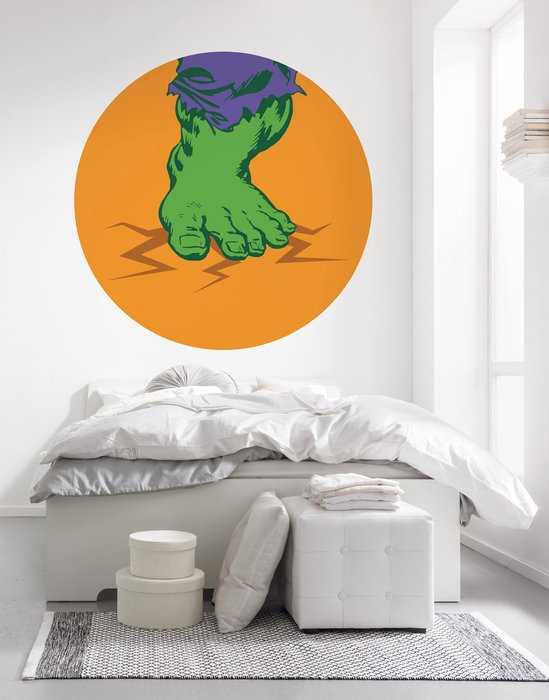 Non-woven adhesive round mural Avengers Hulk's Foot Pop Art