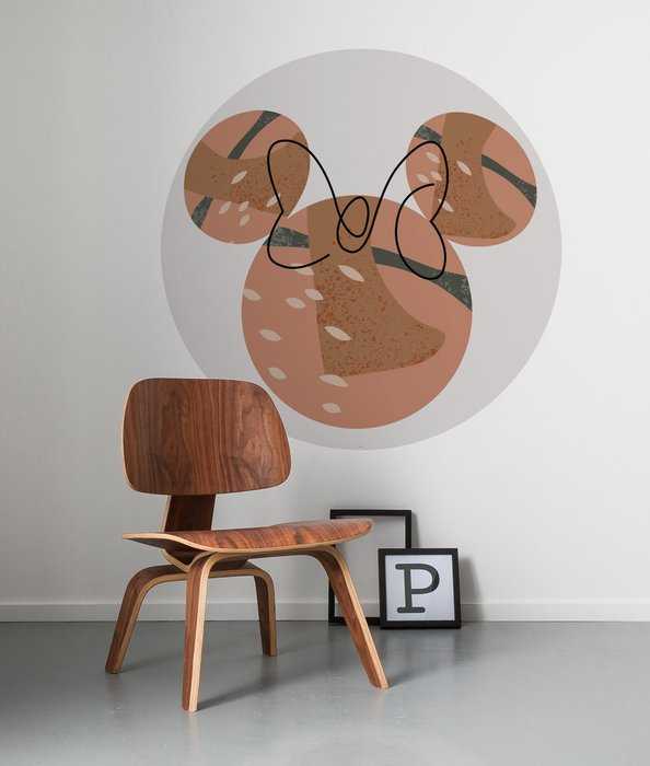 Non-woven adhesive round mural Minnie Terra
