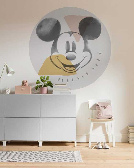 Non-woven adhesive round mural Mickey Abstract