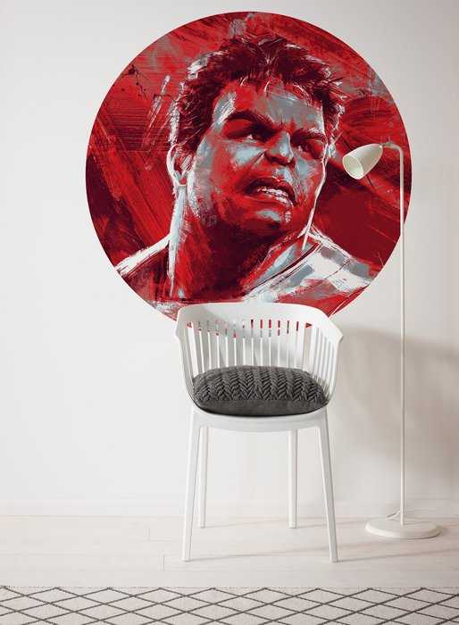 Non-woven adhesive round mural Avengers Painting Hulk