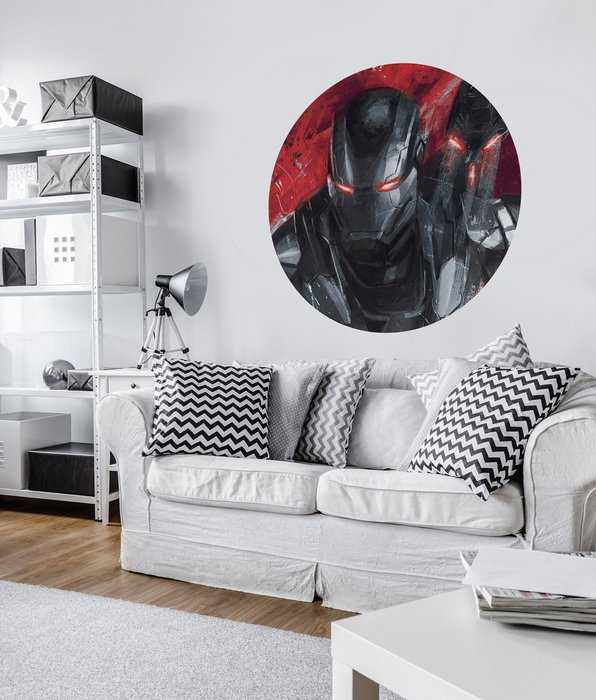 Non-woven adhesive round mural Avengers Painting War-Machine