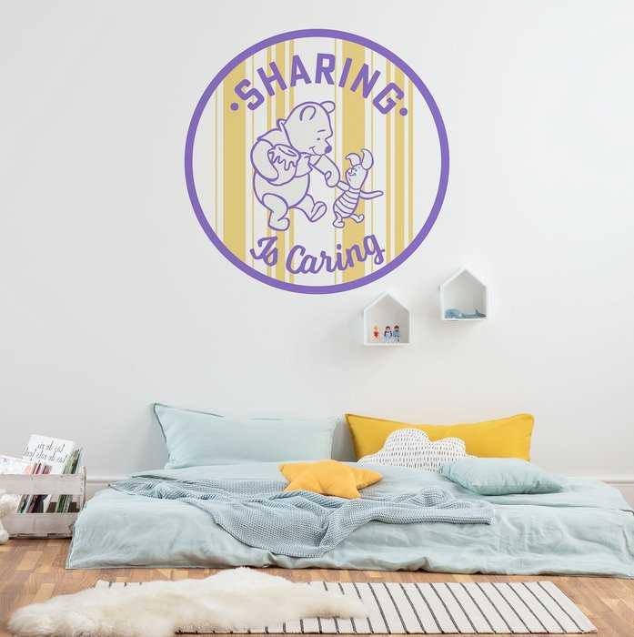 Non-woven adhesive round mural DOT Winnie the Pooh Sharing