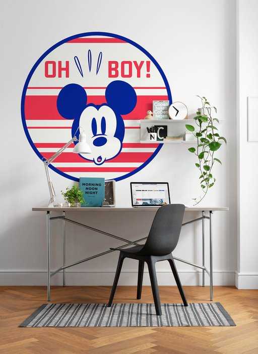 Non-woven adhesive round mural DOT Mickey Oh Boy