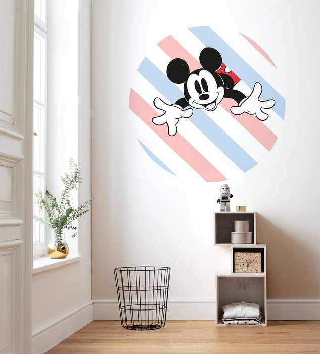 Non-woven adhesive round mural DOT Mickey Hang in There