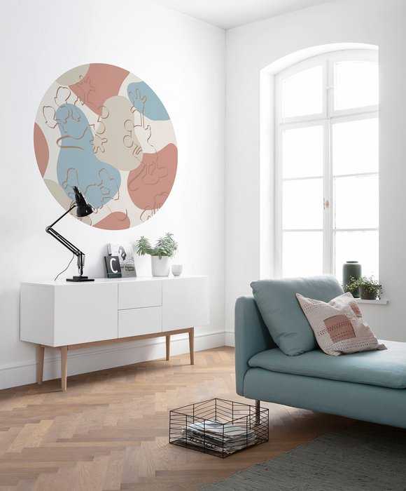 Non-woven adhesive round mural Mickey Terra Bubbles
