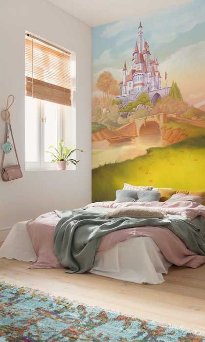 Standard Non-woven Disney Princess Belle Castle River