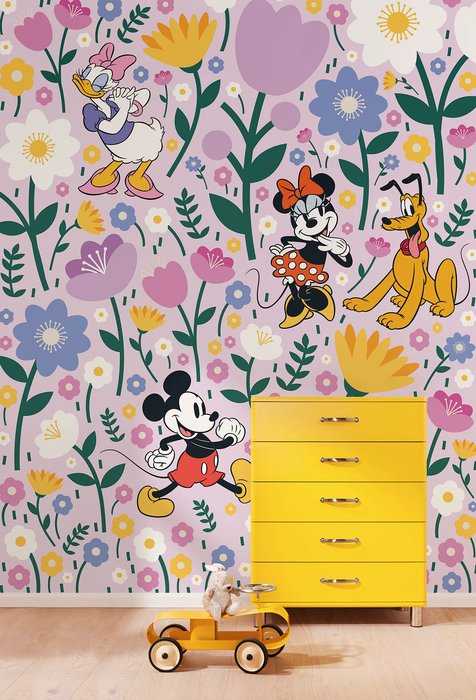 Standard Non-woven Disney Mickey Mouse and Minnie Mouse Botanical Spring