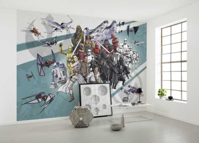 Standard Non-woven Star Wars Cartoon Collage Wide
